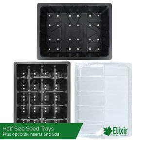 Elixir Gardens ® Garland Heavy Duty Plastic Seed Trays Small Half Size G18B Black x 20 