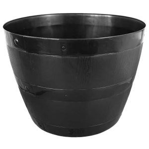 Black Barrel Planter
