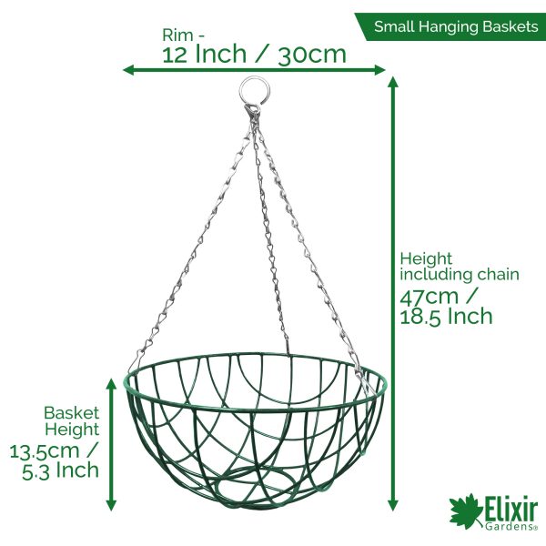 12 inch green wire hanging basket