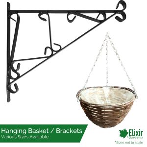 wicker rattan hanging basket available in cone or round, can be bought with wall bracket