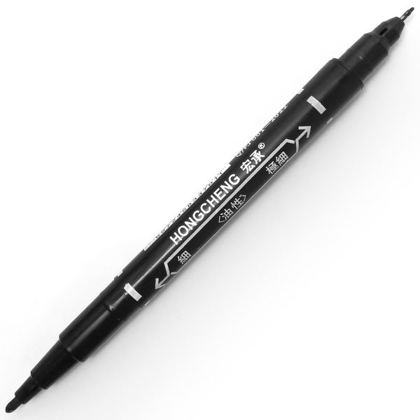 Dual-Tip Black Marker Pen