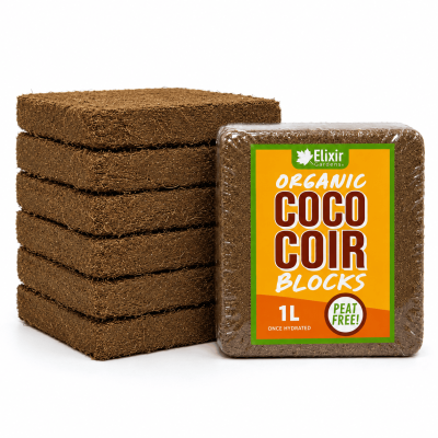 1L Coir Blocks stacked with Label
