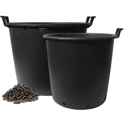 pots with pile of vegan